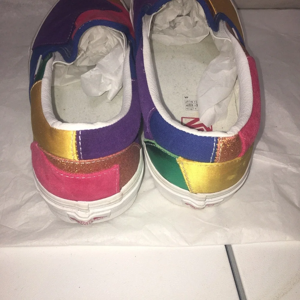Vans Mardi Gras Patchwork Pride Slip On Colorblock Sneakers Mens 11.5,Women 13